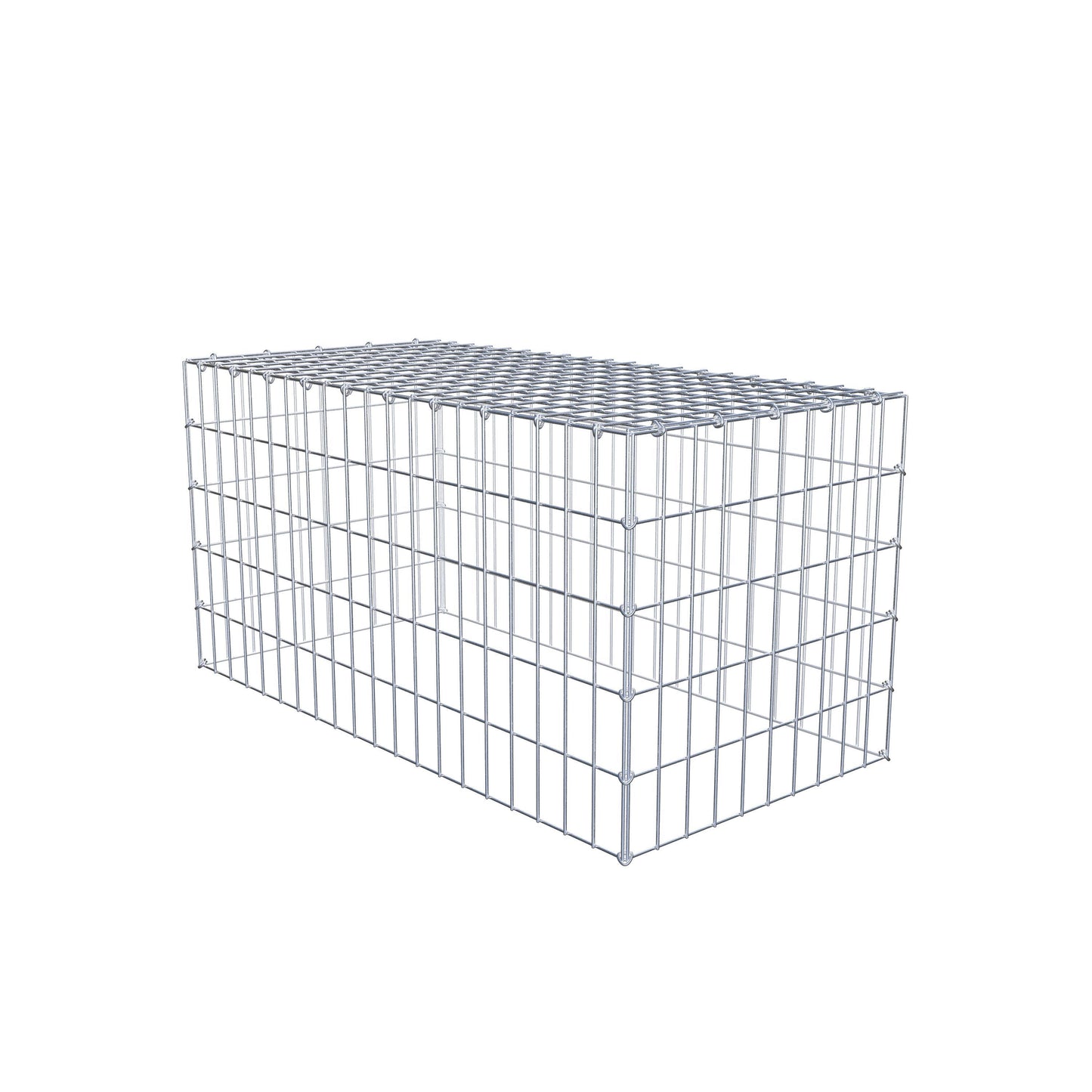 Typ 3 påbyggnadsgabion 100 cm x 50 cm x 50 cm (L x H x D), maskstorlek 5 cm x 10 cm, C-ring