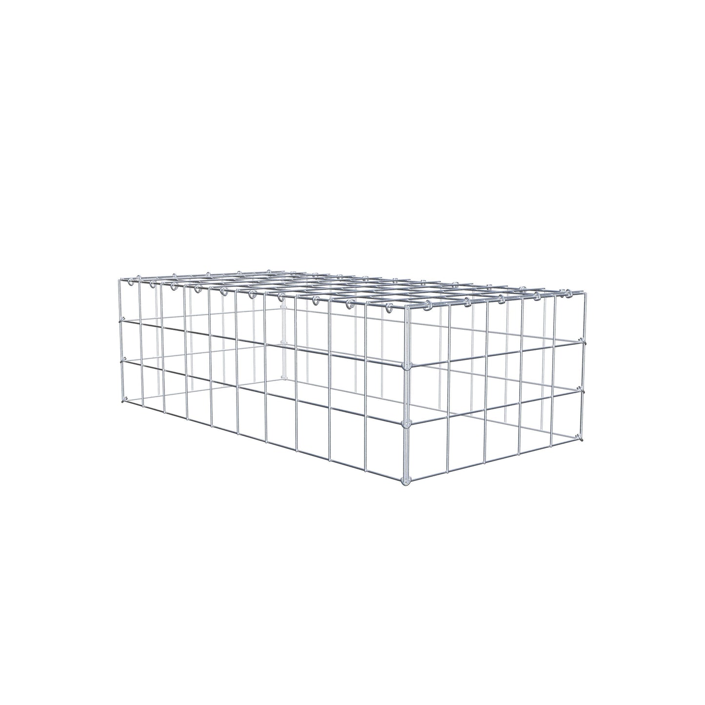 Typ 3 påbyggnadsgabion 100 cm x 30 cm x 50 cm (L x H x D), maskstorlek 10 cm x 10 cm, C-ring