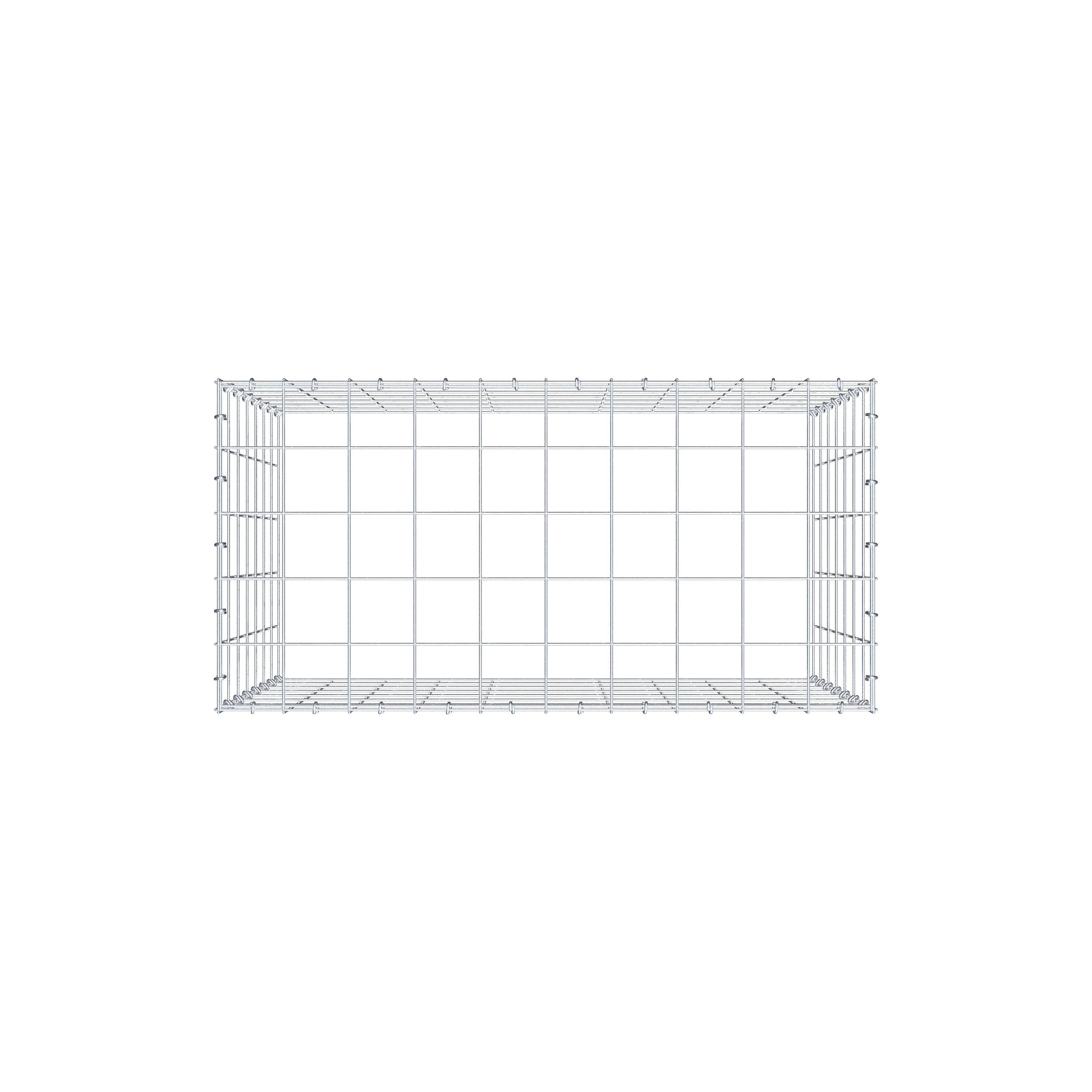 Monteret gabion type 3 100 cm x 70 cm x 50 cm (L x H x D), maskestørrelse 10 cm x 10 cm, C-ring