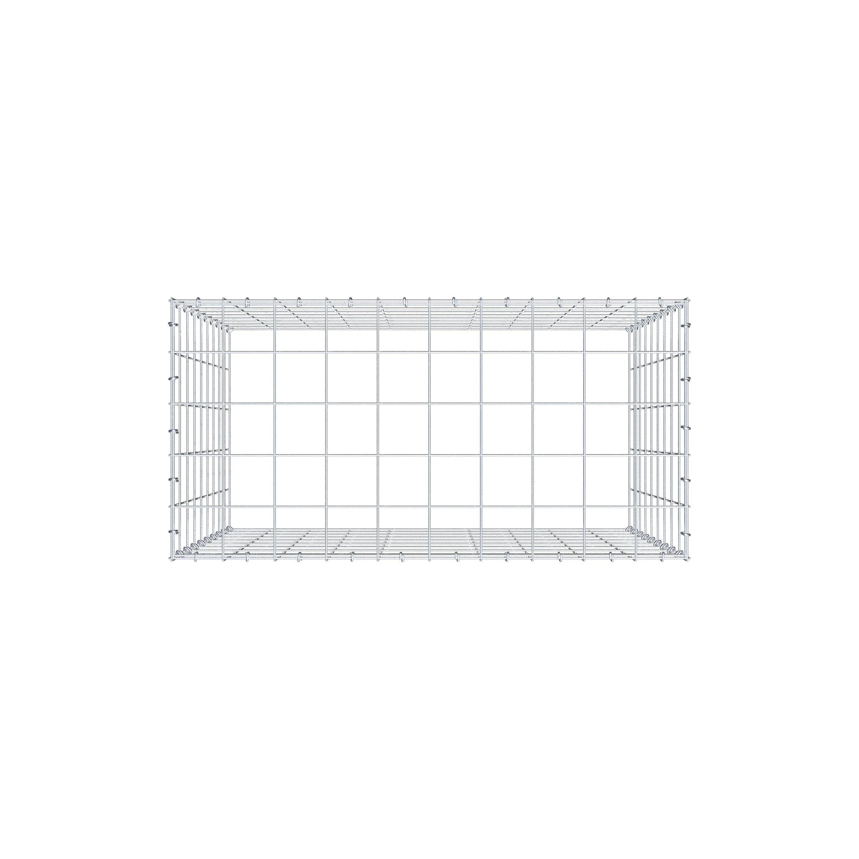 Monteret gabion type 3 100 cm x 90 cm x 50 cm (L x H x D), maskestørrelse 10 cm x 10 cm, C-ring