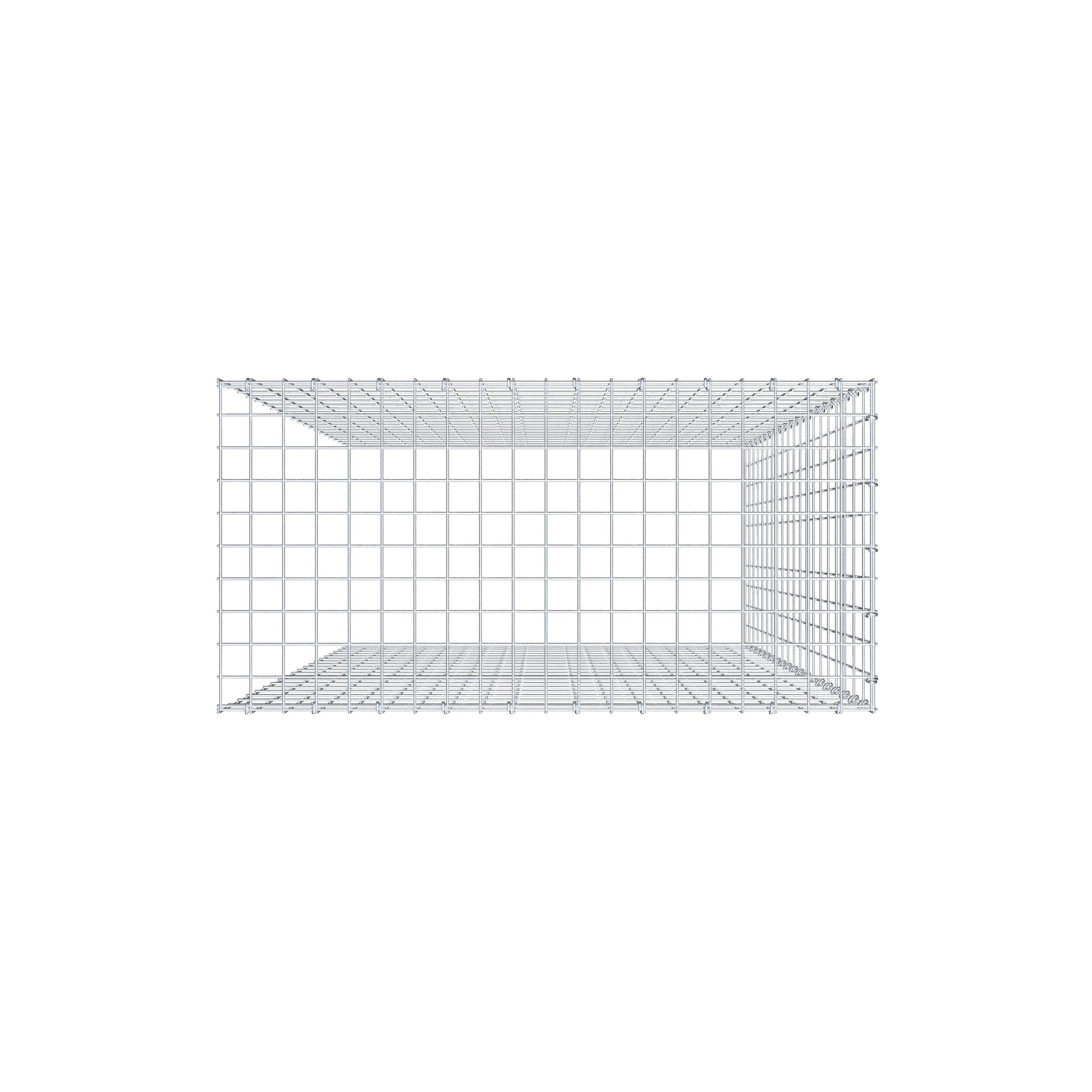 Monteret gabion type 4 200 cm x 100 cm x 50 cm (L x H x D), maskestørrelse 5 cm x 10 cm, C-ring