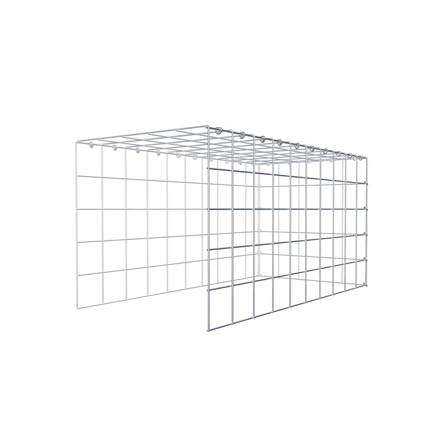 Monteret gabion type 4 100 cm x 50 cm x 50 cm (L x H x D), maskestørrelse 10 cm x 10 cm, C-ring
