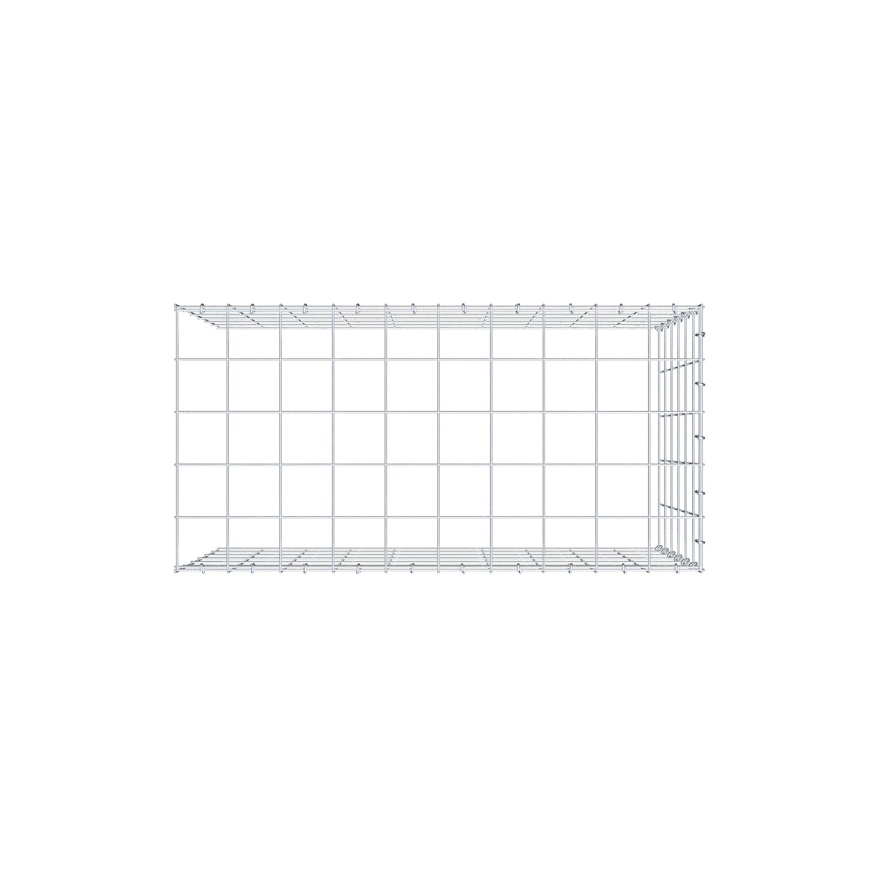 Mounted gabion type 4 100 cm x 60 cm x 50 cm (L x H x D), mesh size 10 cm x 10 cm, C-ring