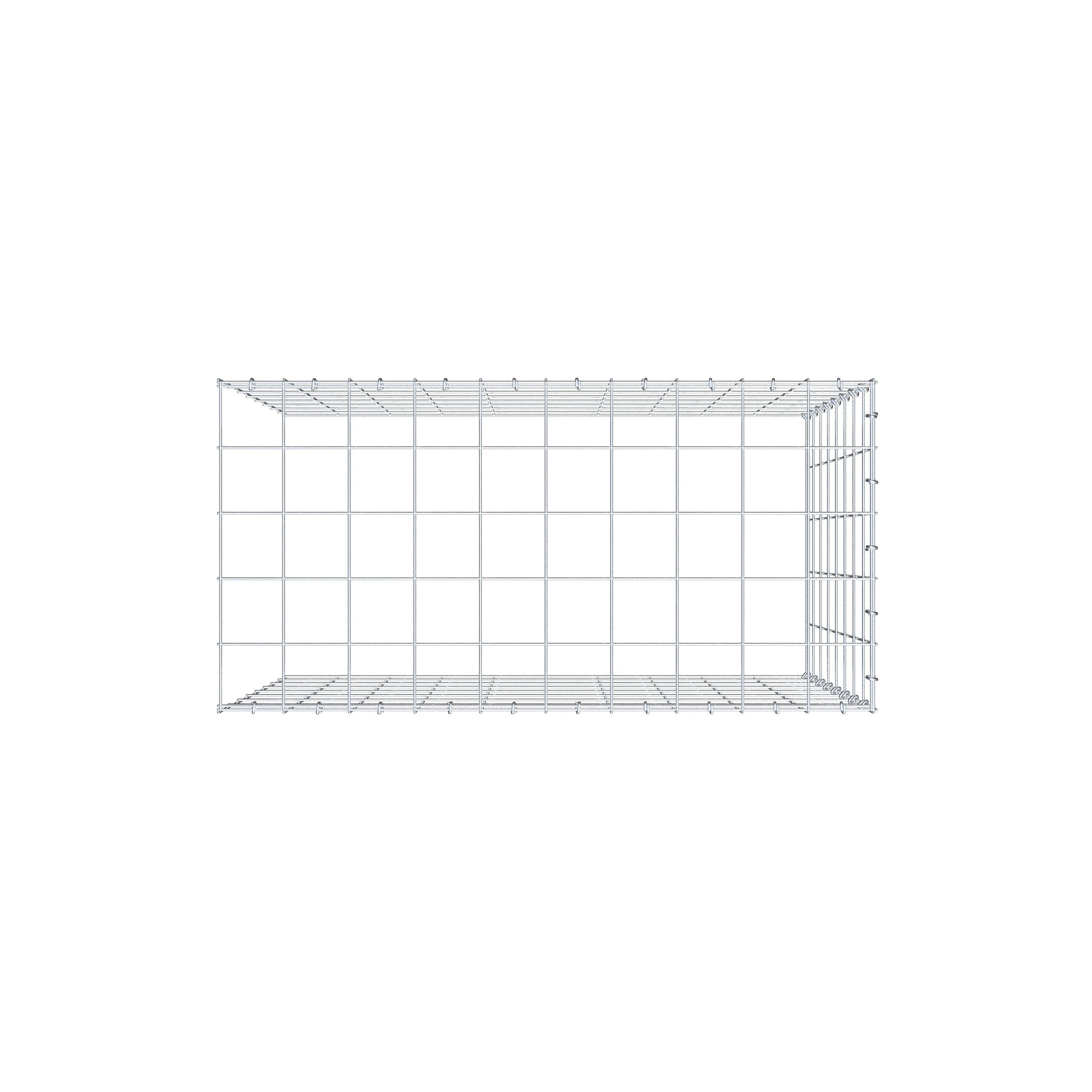 Monteret gabion type 4 100 cm x 80 cm x 50 cm (L x H x D), maskestørrelse 10 cm x 10 cm, C-ring