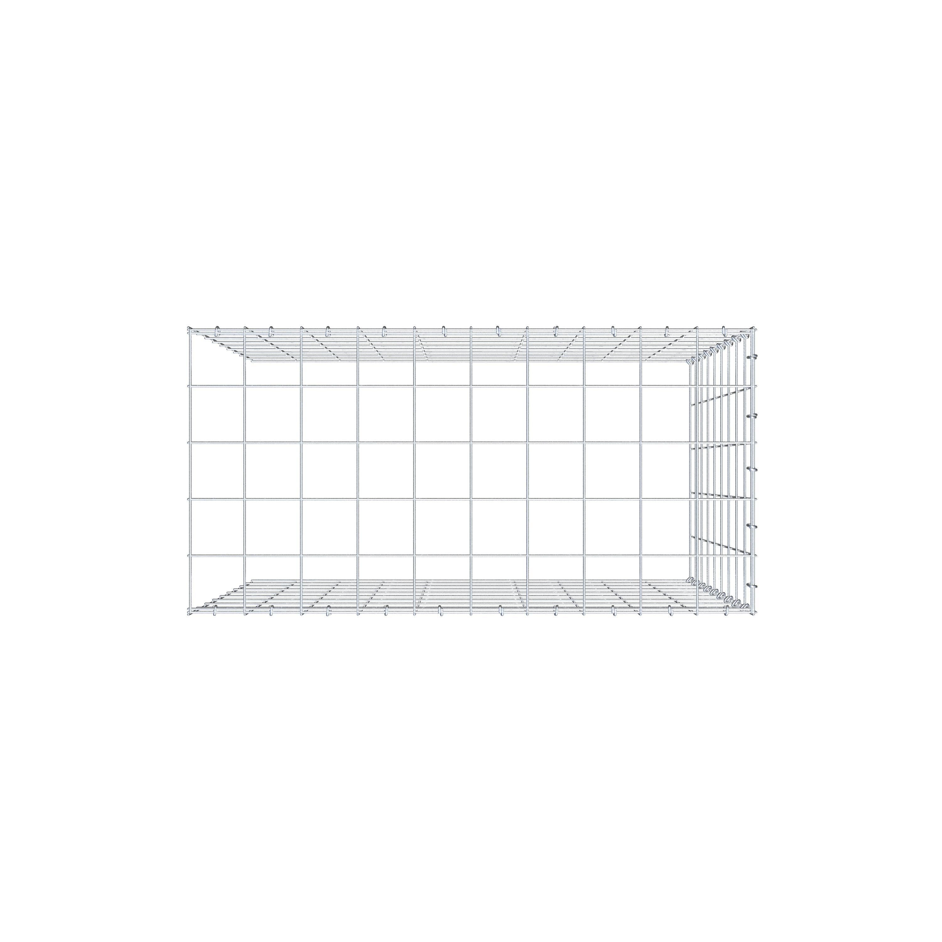 Monteret gabion type 4 100 cm x 90 cm x 50 cm (L x H x D), maskestørrelse 10 cm x 10 cm, C-ring