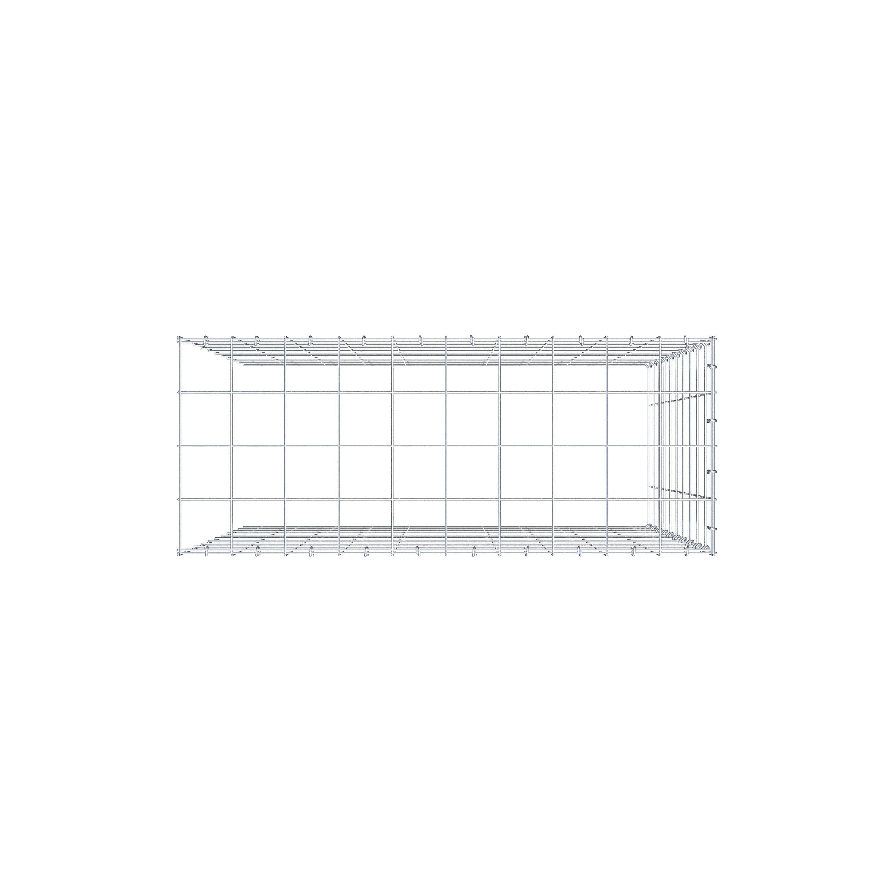 Monteret gabion type 4 100 cm x 100 cm x 40 cm (L x H x D), maskestørrelse 10 cm x 10 cm, C-ring