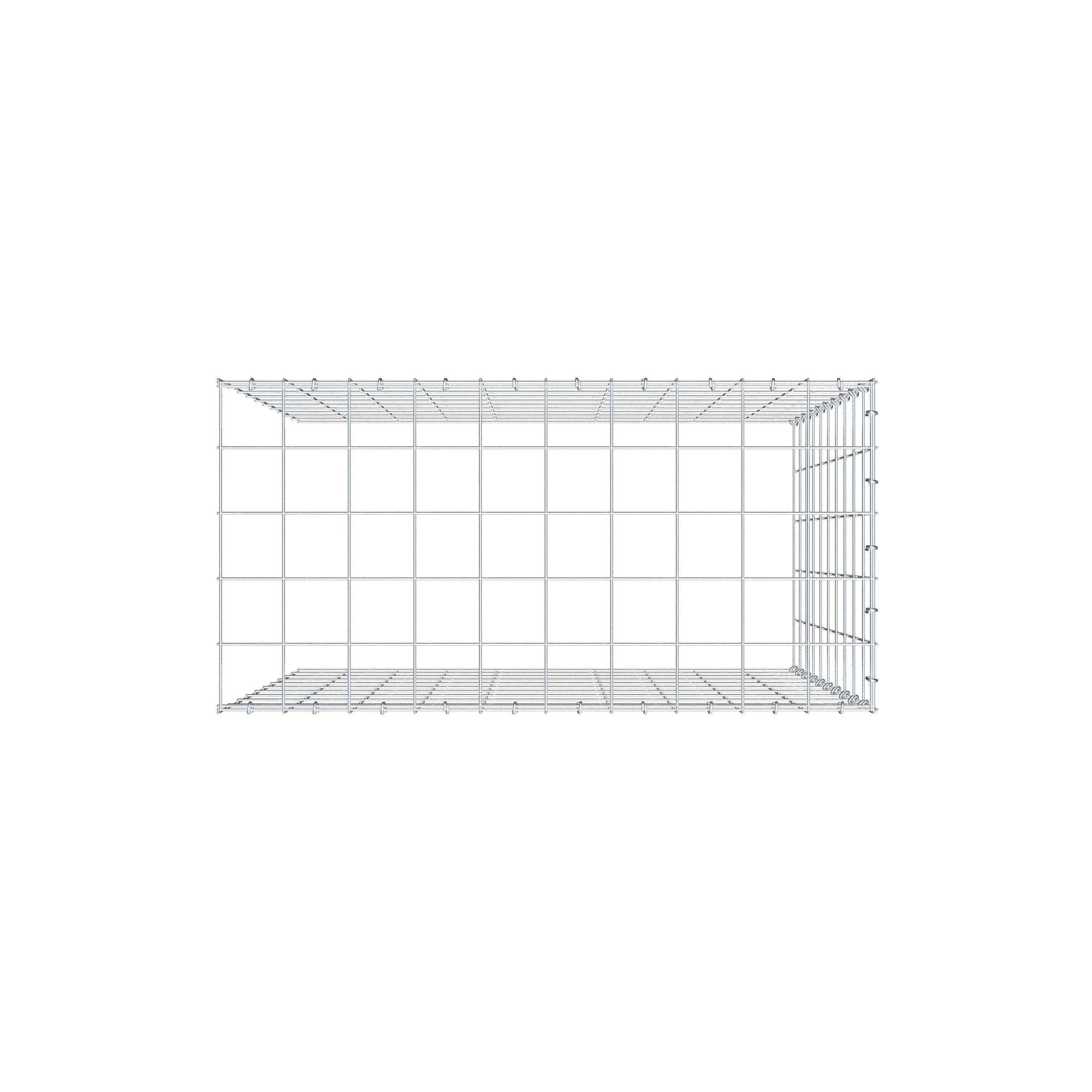 Mounted gabion type 4 100 cm x 100 cm x 50 cm (L x H x D), mesh size 10 cm x 10 cm, C-ring