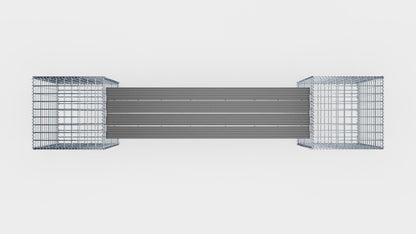 Schanskorfbank met 2 spiraalvormige schanskorven, 205 cm lang x 60 cm hoog x 40 cm diep, gegalvaniseerd, MW 5 x 5 cm, met gerecycled bovenblad in antraciet