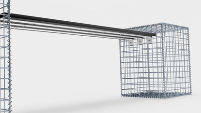 Schanskorfbank met 2 spiraalvormige schanskorven, 205 cm lang x 60 cm hoog x 40 cm diep, gegalvaniseerd, MW 5 x 5 cm, met gerecycled bovenblad in antraciet