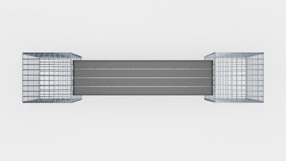 Schanskorfbank met 2 spiraalvormige schanskorven, 205 cm lang x 60 cm hoog x 40 cm diep, gegalvaniseerd, MW 5 x 5 cm, met gerecycled bovenblad in antraciet