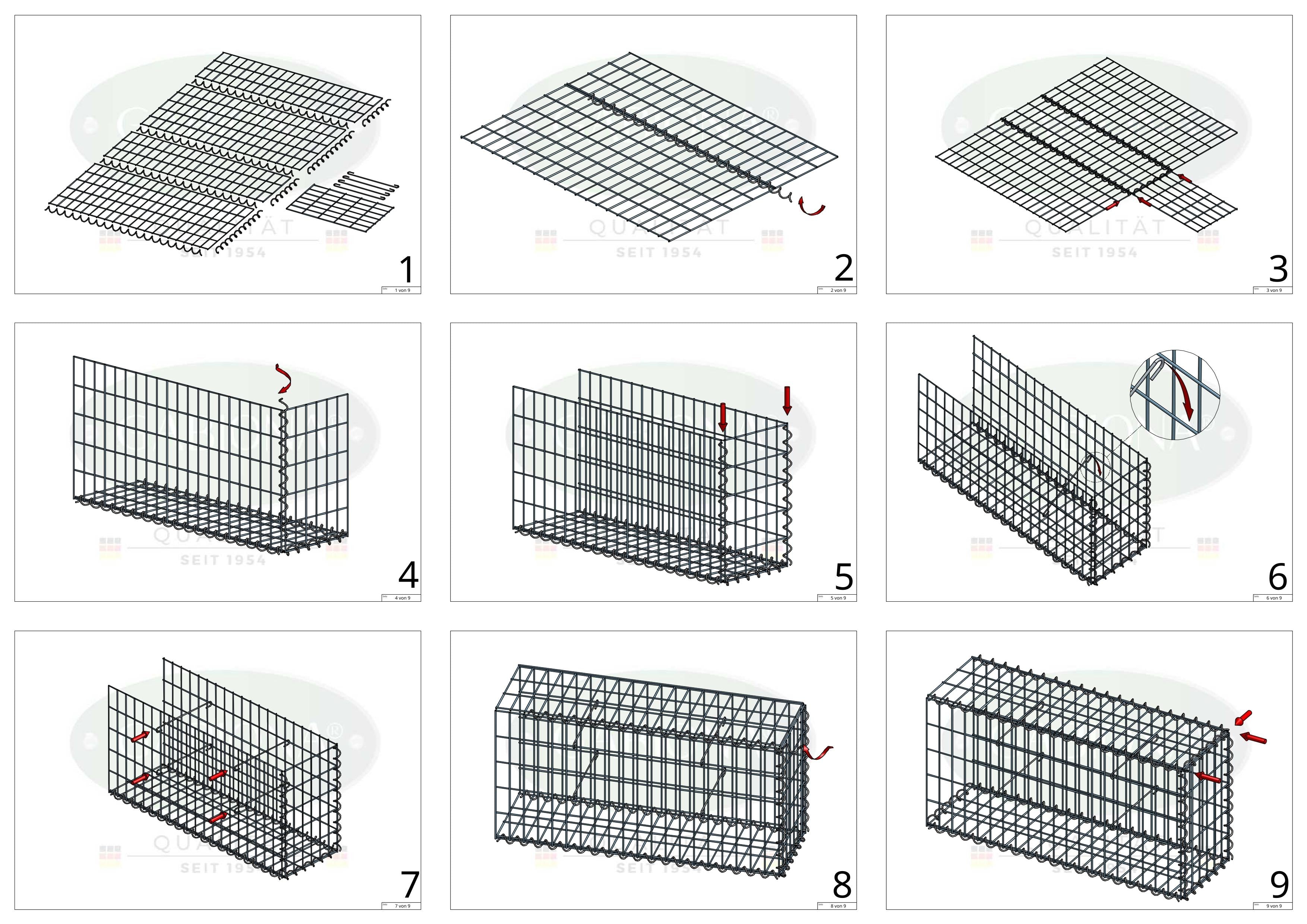 Add-on schanskorf type 2 100 cm x 30 cm x 30 cm (L x H x D), maaswijdte 5 cm x 10 cm, spiraalvormig