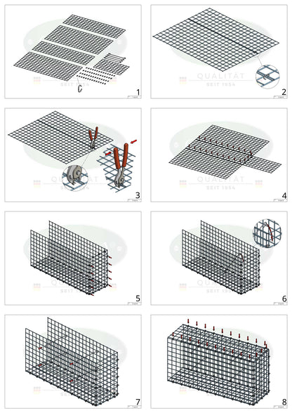 Add-on schanskorf type 2 100 cm x 100 cm x 40 cm (L x H x D), maaswijdte 5 cm x 5 cm, C-ring