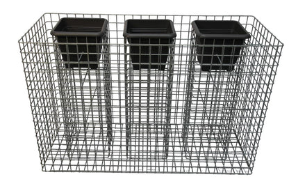 Flower column, set of 3, height 82 cm, base area 127 x 52 cm, size 5 x 5 cm, hot-dip galvanized including pot