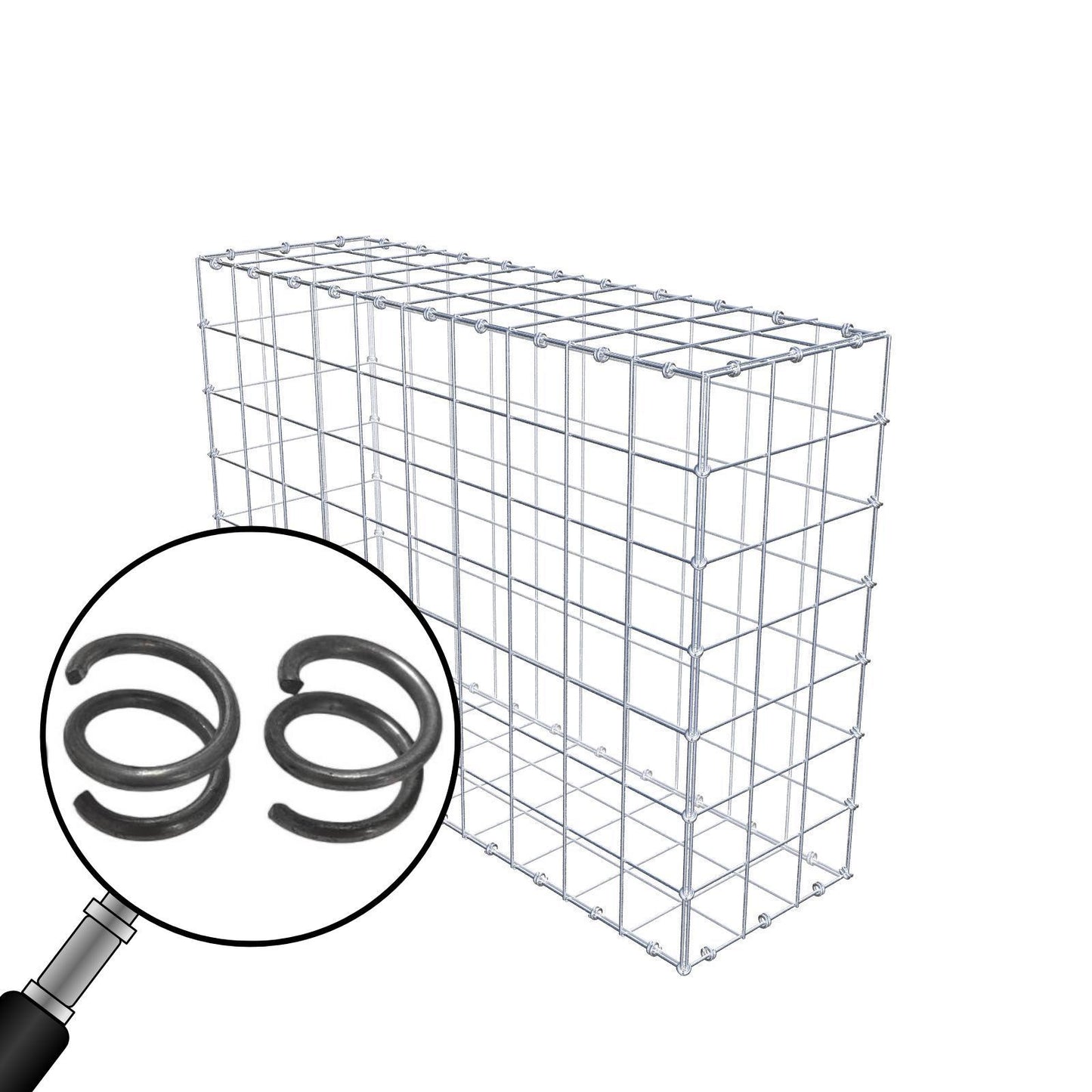 Sats med 20 galvaniserade spiralringar - stabil anslutning för gabioner och trådnät