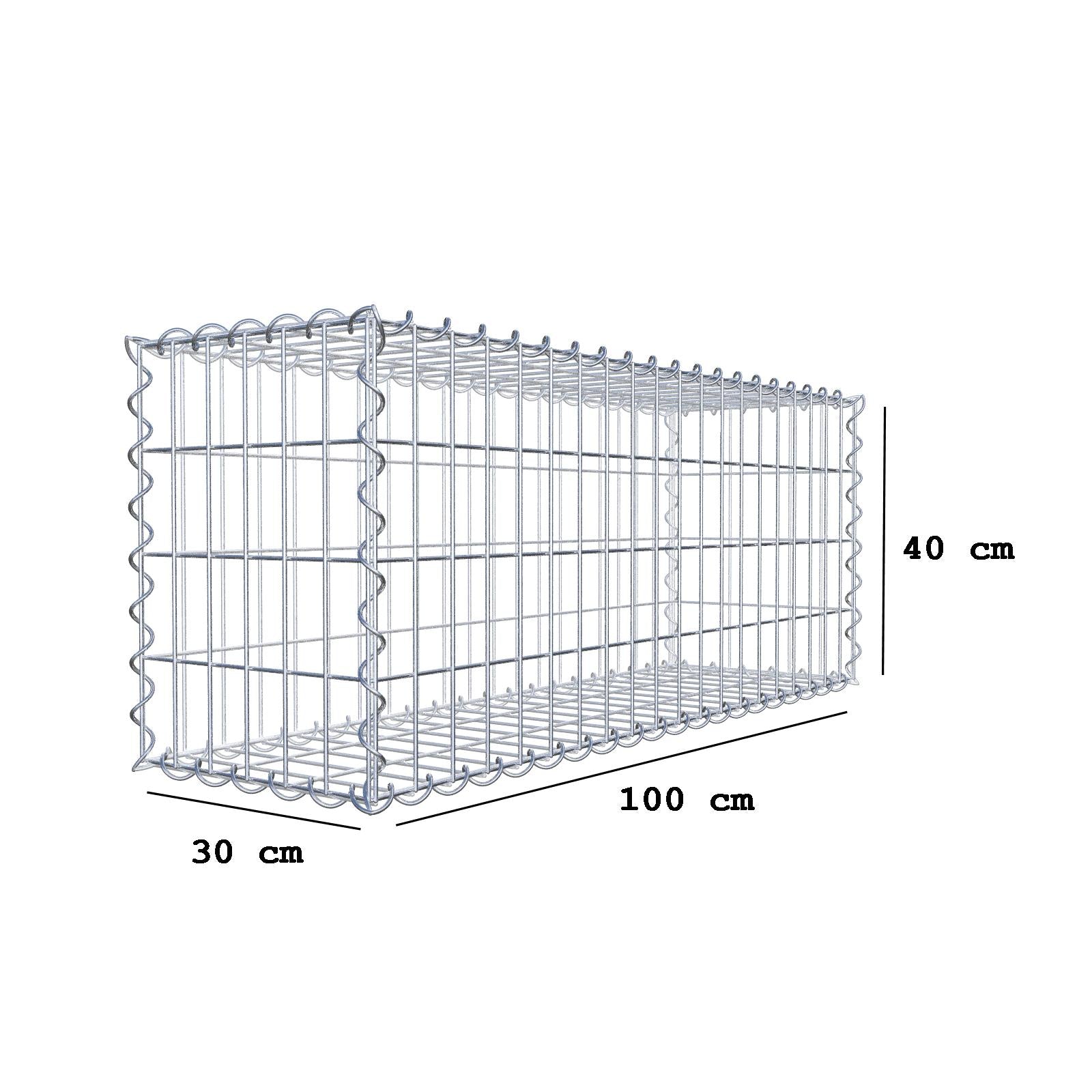 Lot de 2 gabions 100 cm x 40 cm x 30 cm (L x H x P), mailles 5 x 10 cm, spirale