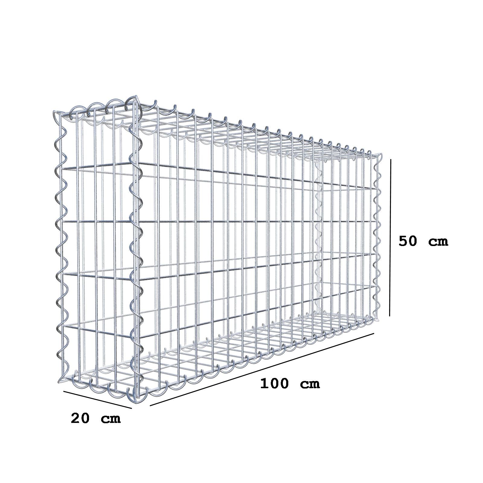 Set van 2 schanskorven 100 cm x 50 cm x 20 cm (L x H x D), maaswijdte 5 x 10 cm, spiraalvormig