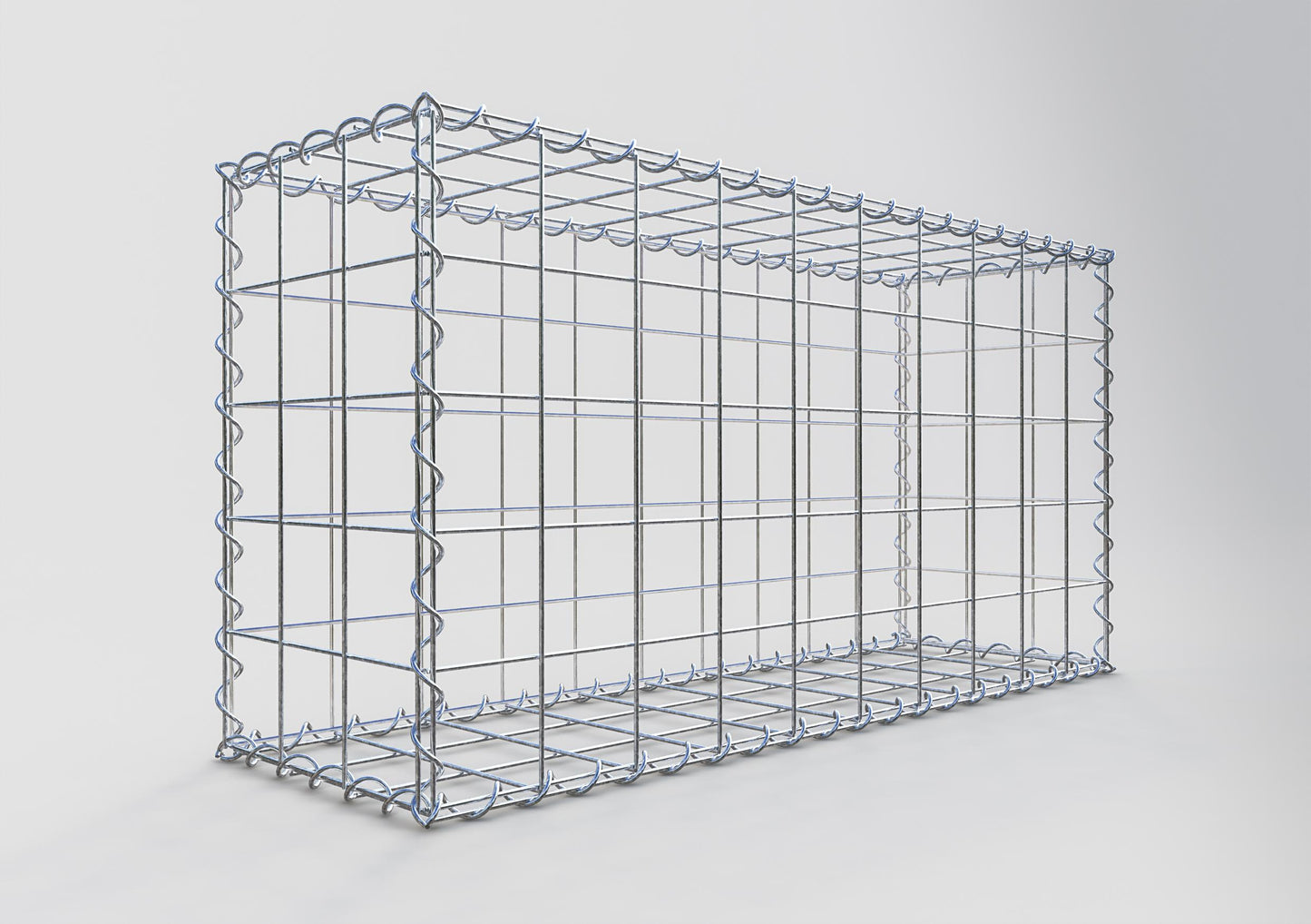 Sæt med 2 gabioner 100 cm x 50 cm x 30 cm (L x H x D), maskestørrelse 10 x 10 cm, spiralformet