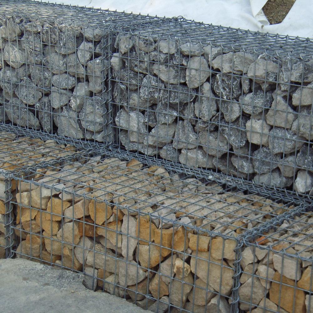 Set van 2 schanskorven 100 cm x 50 cm x 50 cm (L x H x D), maaswijdte 5 x 10 cm, spiraalvormig
