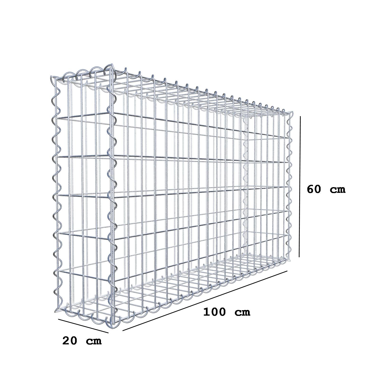 Set di 2 gabbioni 100 cm x 60 cm x 20 cm (L x A x P), maglia 5 x 10 cm, spirale