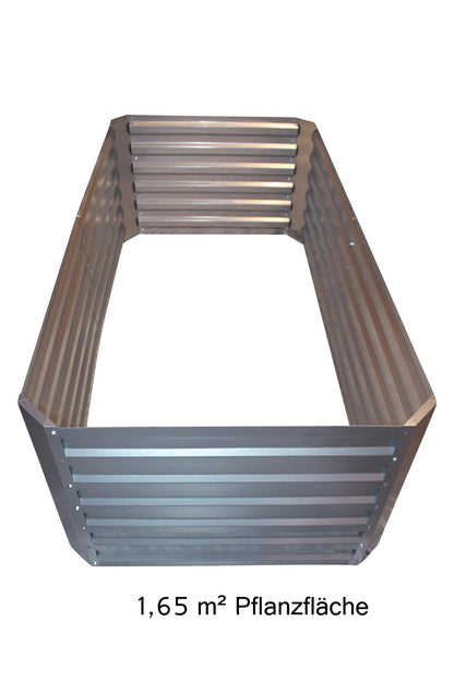 Højbed af galvaniseret metalplade med top - Mål uden top: 184 x 60 x 90 cm (L x H x D, plantemål)