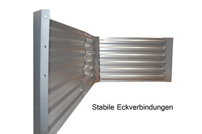 Højbed af galvaniseret metalplade med top - Mål uden top: 184 x 60 x 90 cm (L x H x D, plantemål)