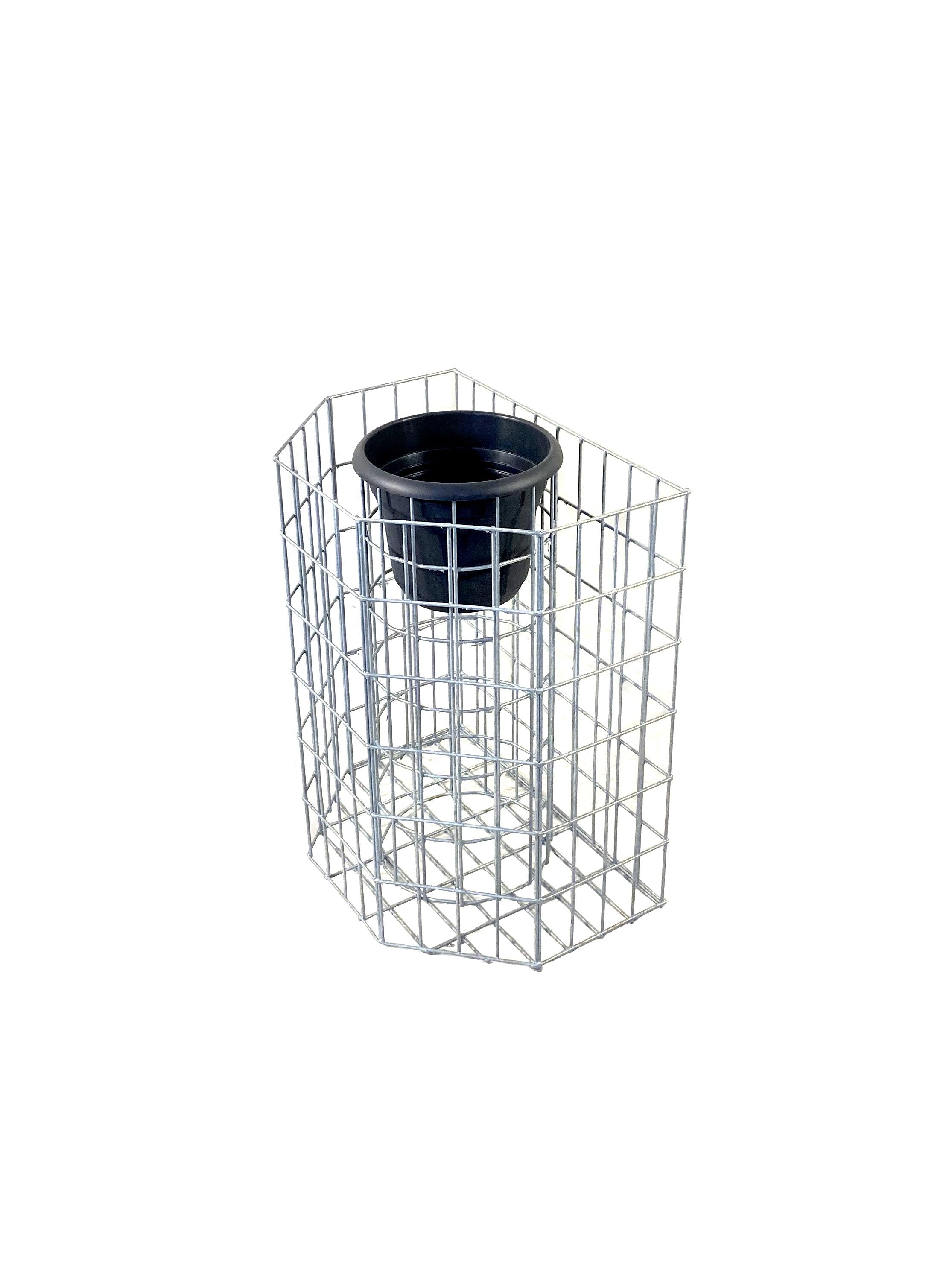 Half octagonal flower column, height 82 cm, MW 5 x 10 cm, hot-dip galvanized including pot