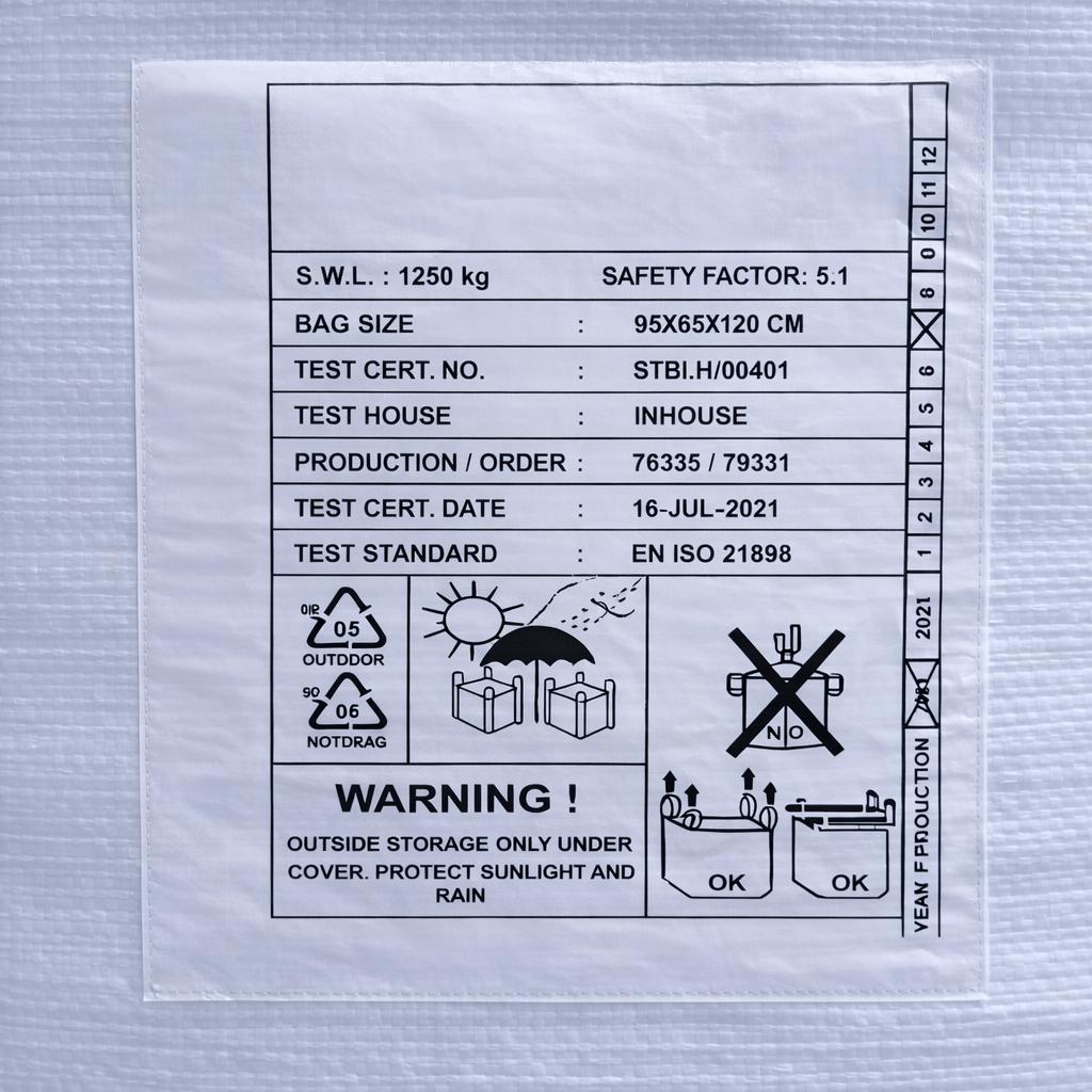 5x Big Bags 95 x 65 x 120 cm (L x P x H) - con stampa - molto stabile - 1.250 kg SWL