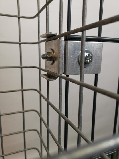 Klemme med hegnsholder 5 x 5 cm til dobbelt stangmåtte, aluminium 