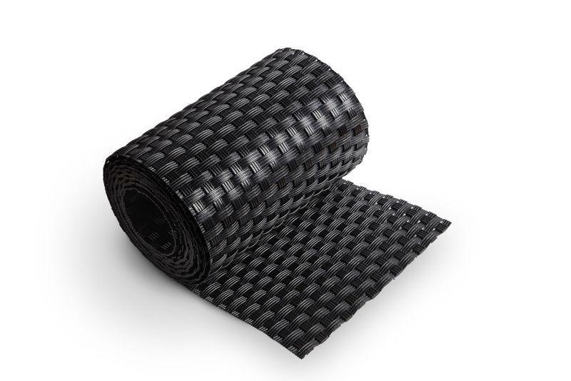 Polyrattan privacy strips in black MW 5 x 20 cm