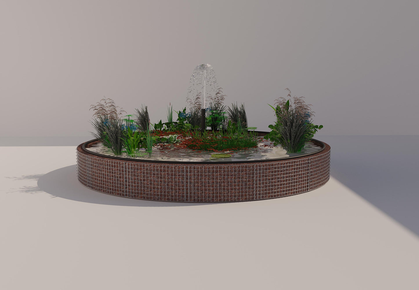 Gabionen Hochteich rund, Außendurchmesser 442 cm, Höhe 50 cm, Maschenweite 5 x 5 cm, Wandstärke 15 cm