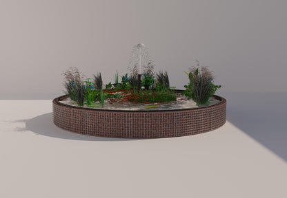 Gabionen Hochteich rund, Außendurchmesser 442 cm, Höhe 50 cm, Maschenweite 5 x 5 cm, Wandstärke 15 cm