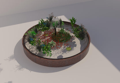 Gabionen Hochteich rund, Außendurchmesser 442 cm, Höhe 50 cm, Maschenweite 5 x 5 cm, Wandstärke 15 cm