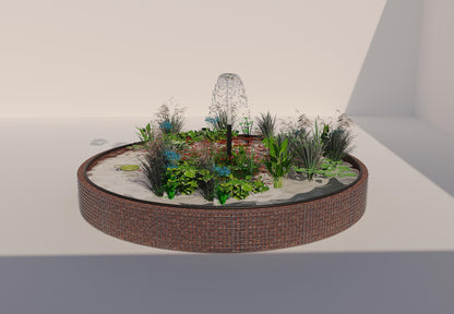 Gabionen Hochteich rund, Außendurchmesser 442 cm, Höhe 50 cm, Maschenweite 5 x 5 cm, Wandstärke 15 cm