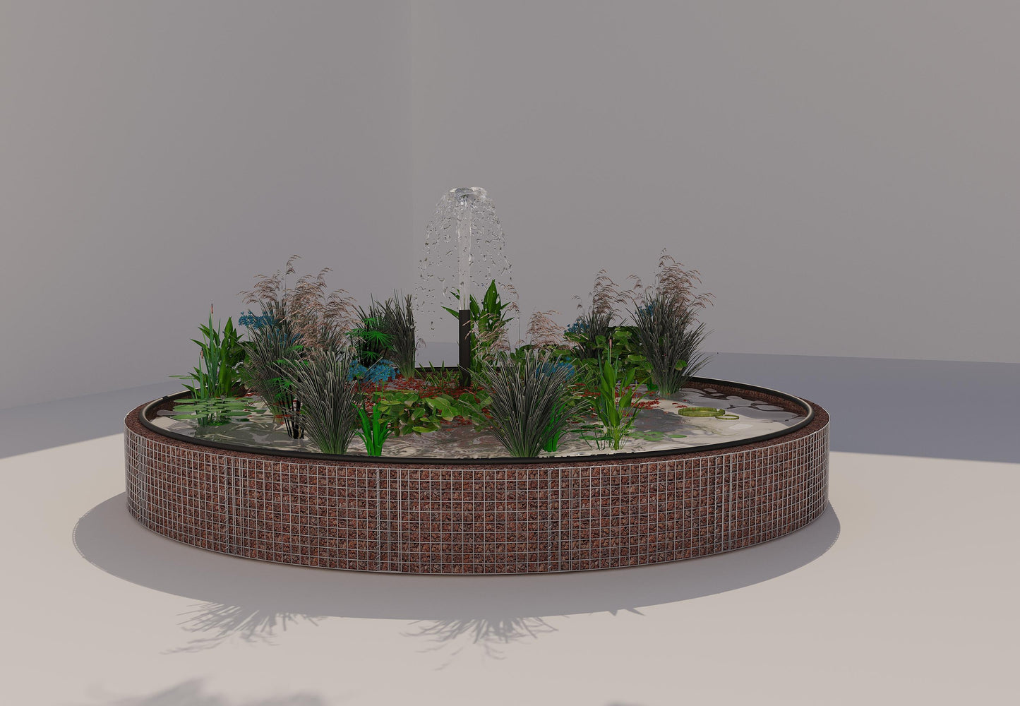 Gabionen Hochteich rund, Außendurchmesser 442 cm, Höhe 50 cm, Maschenweite 5 x 5 cm, Wandstärke 15 cm