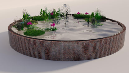 Schanskorven verhoogde vijver, rond, buitendiameter 322 cm, hoogte 80 cm, maaswijdte 5 x 5 cm, wanddikte 15 cm