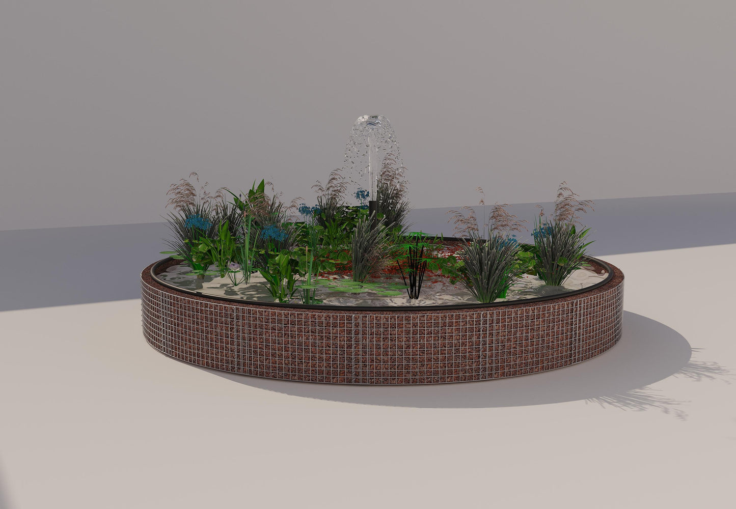 Gabionen Hochteich rund, Außendurchmesser 442 cm, Höhe 50 cm, Maschenweite 5 x 5 cm, Wandstärke 15 cm