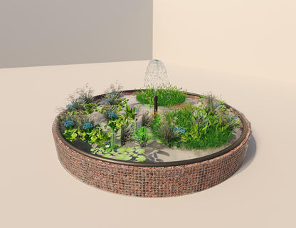 Gabionen Hochteich rund, Außendurchmesser 472 cm, Höhe 50 cm, Maschenweite 5 x 5 cm, Wandstärke 15 cm