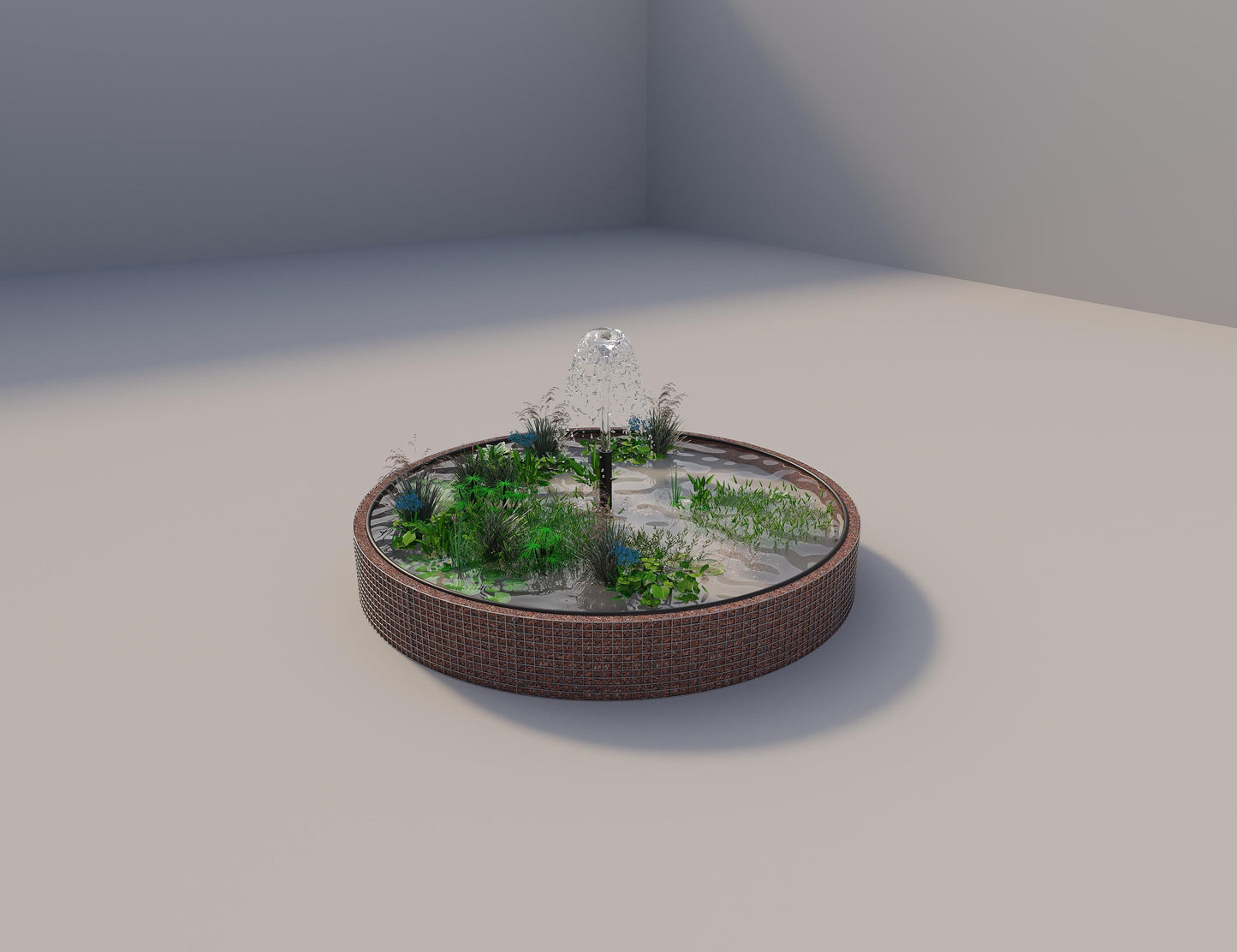 Gabionen Hochteich rund, Außendurchmesser 352 cm, Höhe 50 cm, Maschenweite 5 x 5 cm, Wandstärke 15 cm