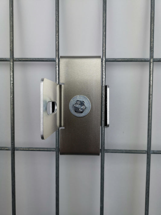 Klammer mit Zaunhalter Maschenweite 5 x 10 cm, Aluminium