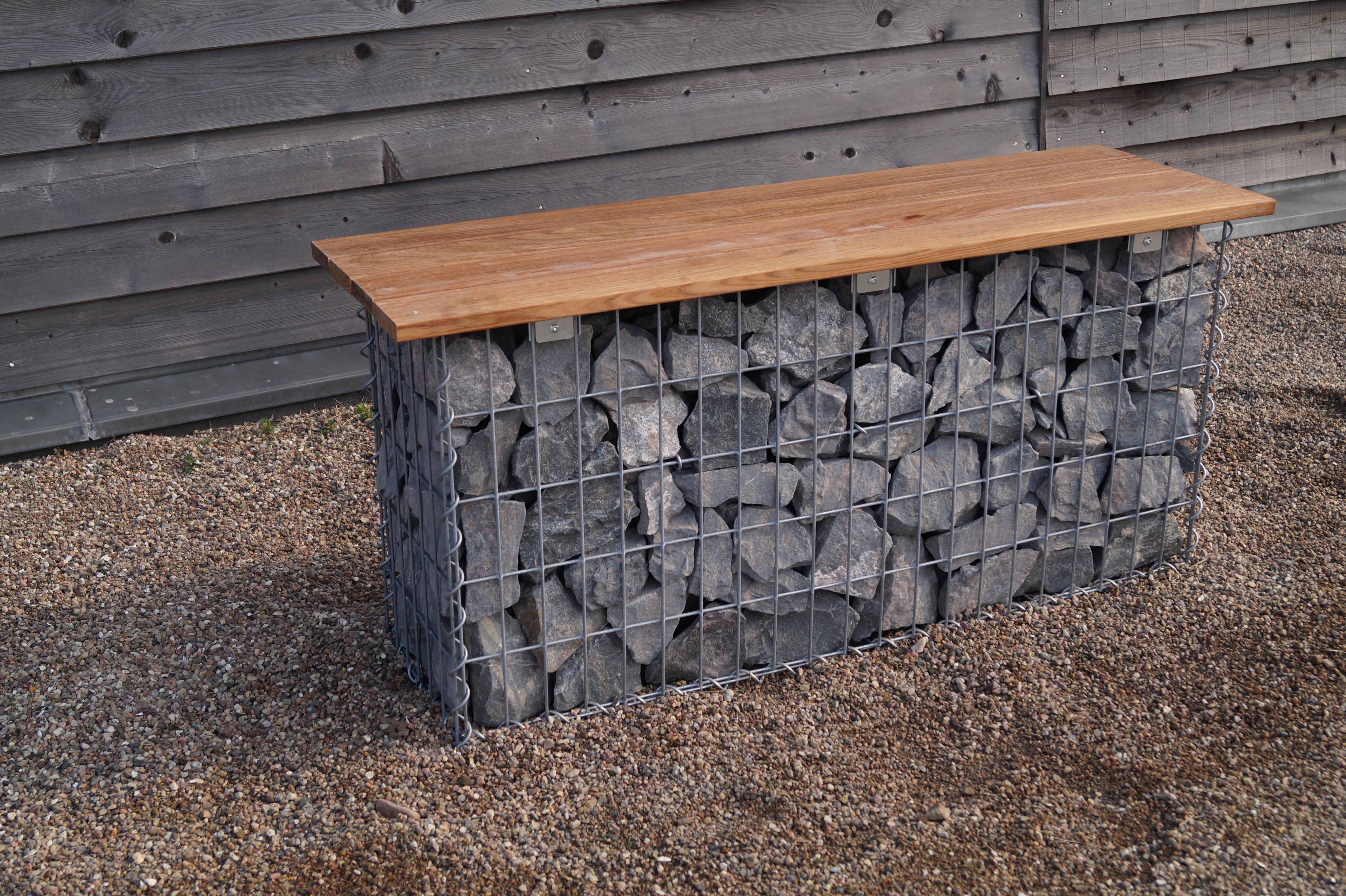 Garden bench spiral gabion 105 x 50 x 30 cm - 3 TEAK MW 5 x 10 cm