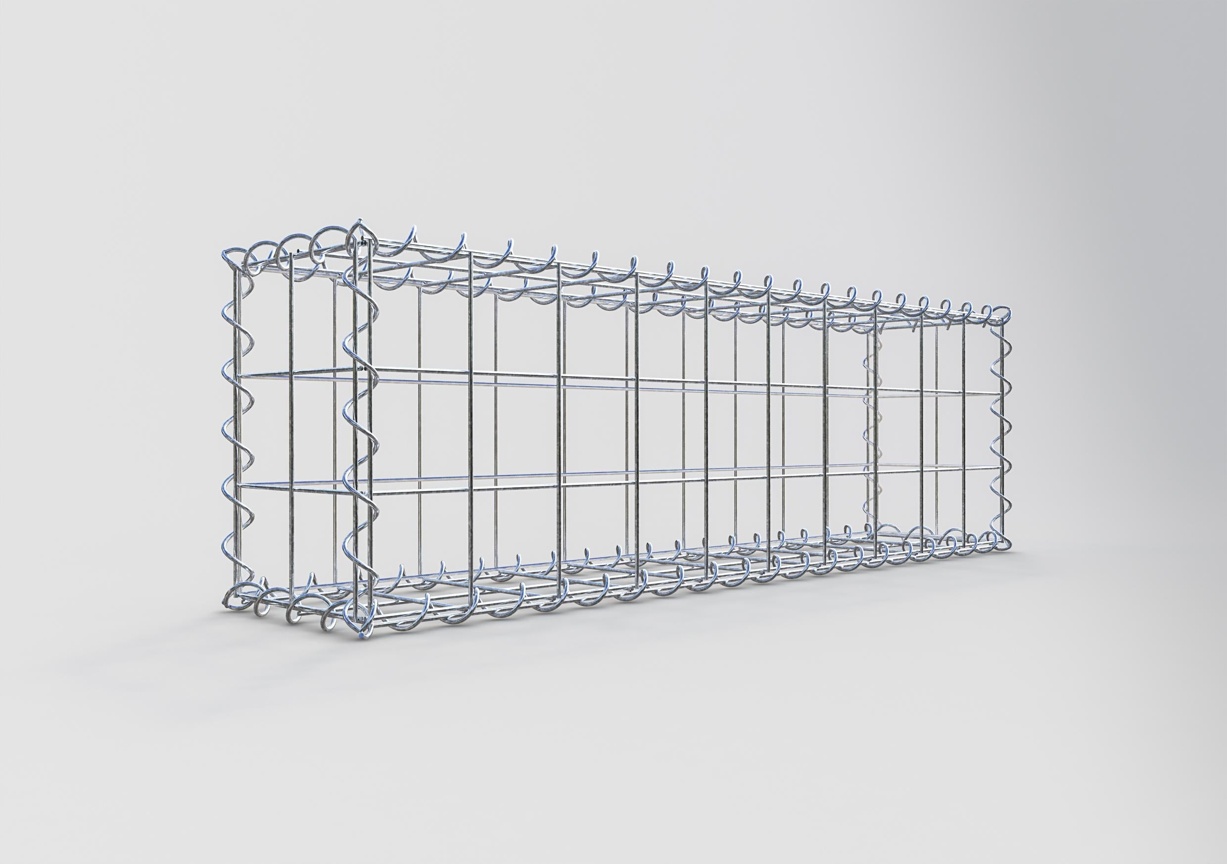 Schanskorf 100 cm x 30 cm x 20 cm (L x H x D), maaswijdte 10 cm x 10 cm, spiraalvormig