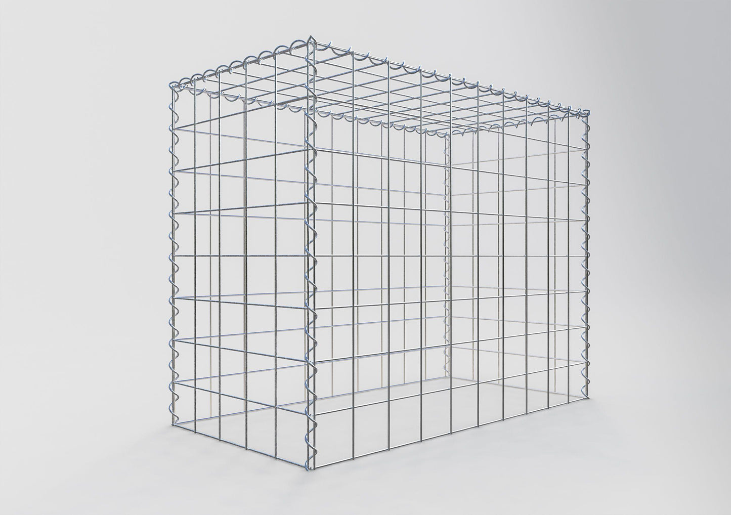 Opvokset gabion type 3 100 cm x 80 cm x 50 cm (L x H x D), maskestørrelse 10 cm x 10 cm, spiral