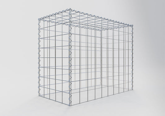 Opbouw schanskorf type 3 100 cm x 80 cm x 50 cm (L x H x D), maaswijdte 10 cm x 10 cm, spiraal