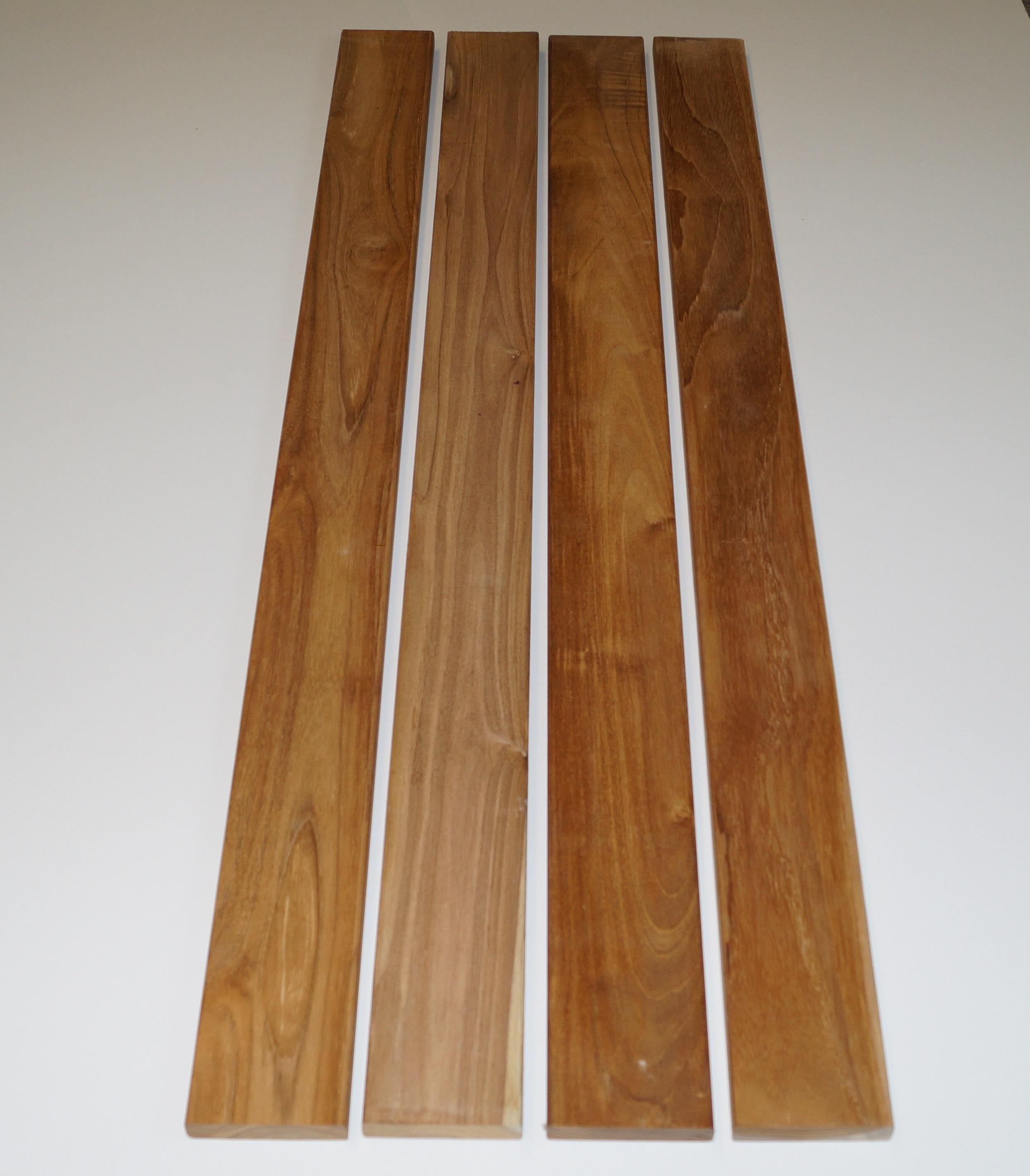 TEAK de madera para banco 4 piezas 115 x 9 x 2 cm