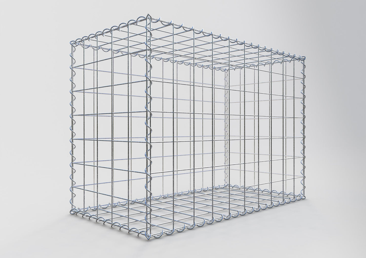 Schanskorf 100 cm x 70 cm x 50 cm (L x H x D), maaswijdte 10 cm x 10 cm, spiraalvormig