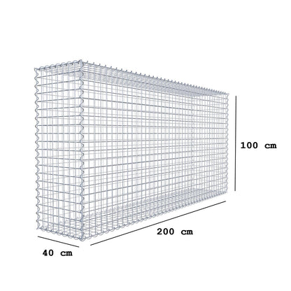 Gabion 200 cm x 100 cm x 40 cm (L x H x D), maskestørrelse 5 cm x 5 cm, spiral