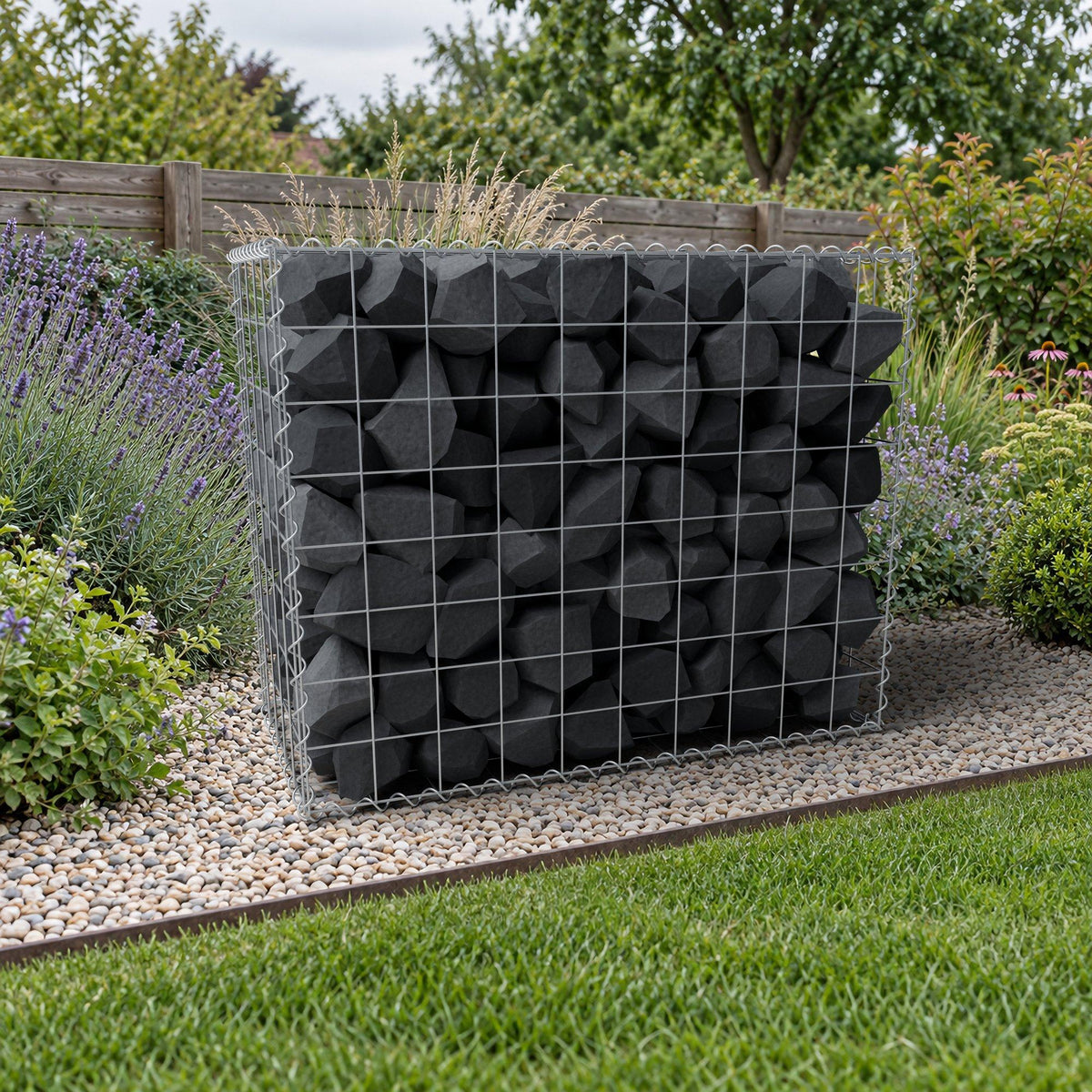 Gabione 100 cm x 80 cm x 50 cm (L x H x T), Maschenweite 10 cm x 10 cm, Spirale