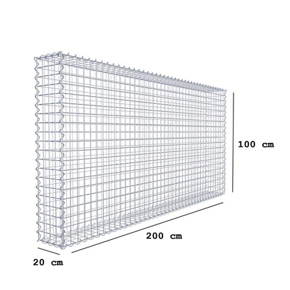 Gabione 200 cm x 100 cm x 20 cm (L x H x T), Maschenweite 5 cm x 5 cm, Spirale