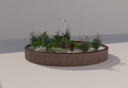 Gabion bassin surélevé rond, diamètre extérieur 442 cm, hauteur 50 cm, mailles 5 x 5 cm, épaisseur de paroi 15 cm