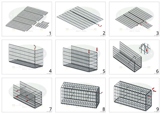 Anbaugabione Typ 2 100 cm x 20 cm x 50 cm (L x H x T), Maschenweite 5 cm x 10 cm, Spirale